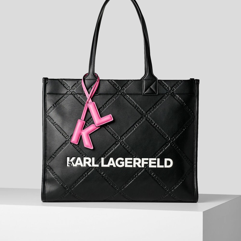 Black Women\'s Karl Lagerfeld K/Skuare Embossed Tote Bags | AE037ZJWG