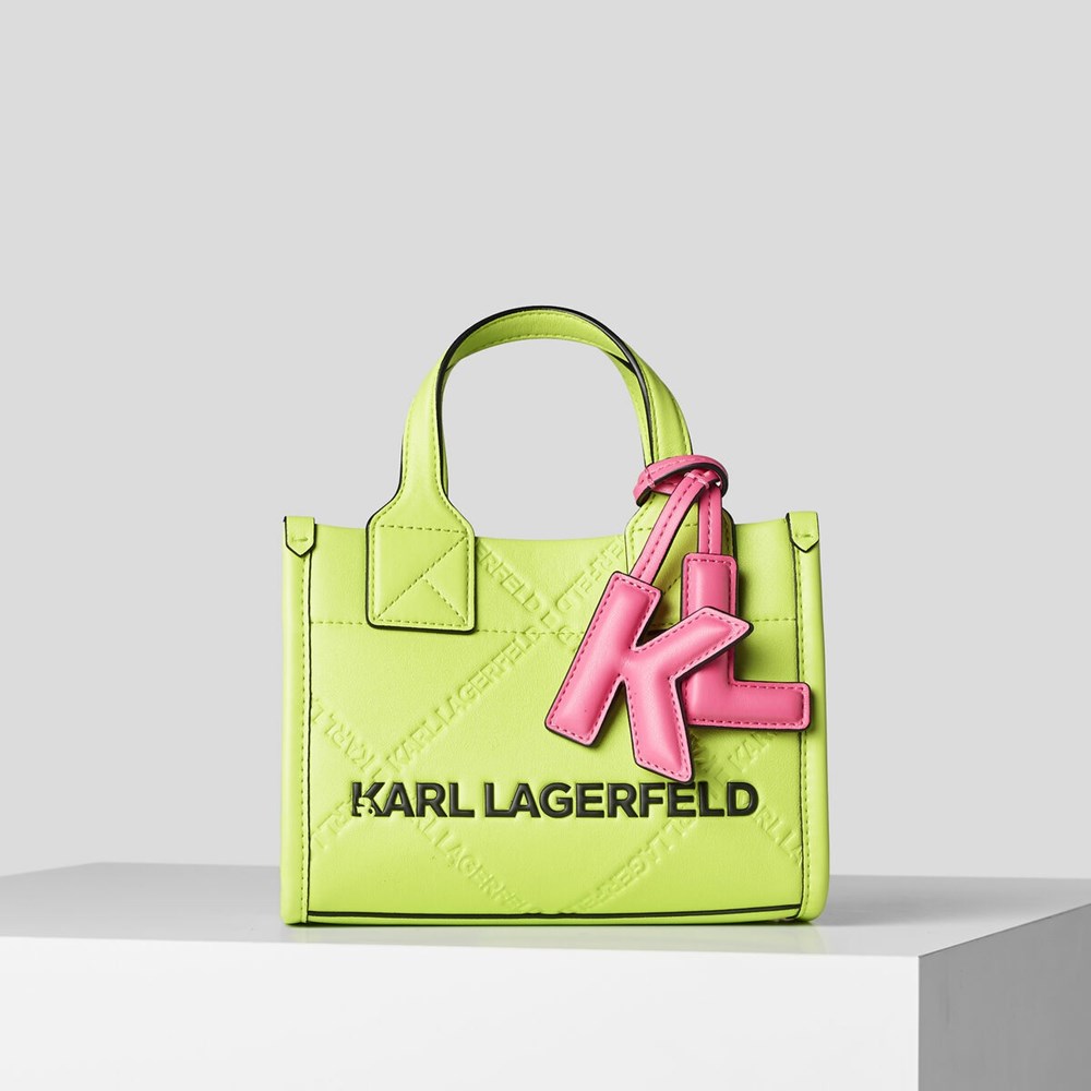 Black Women\'s Karl Lagerfeld K/Skuare Embossed Small Tote Bags | AE145ZDGC