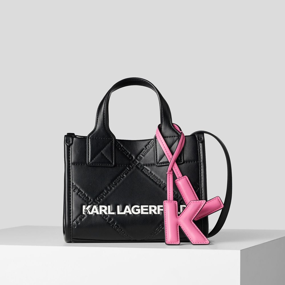 Black Women\'s Karl Lagerfeld K/Skuare Embossed Small Tote Bags | AE168JFWR