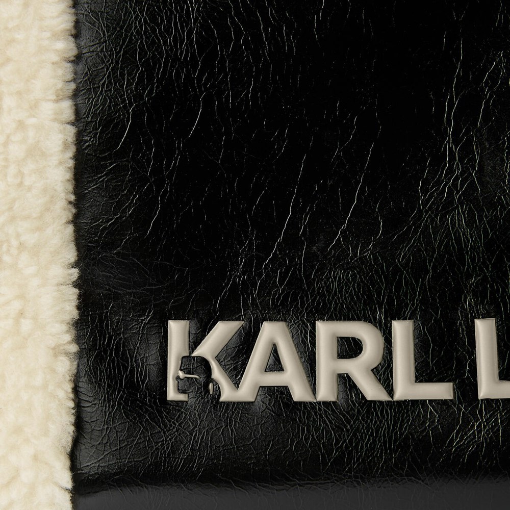 Black Women's Karl Lagerfeld K/Skuare Faux-shearling Tote Bags | AE084IZNW