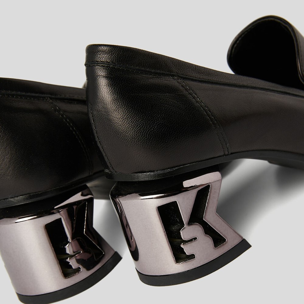 Black Women's Karl Lagerfeld K-blok Apron Front Loafers Sandals & Flats | AE546AWQC