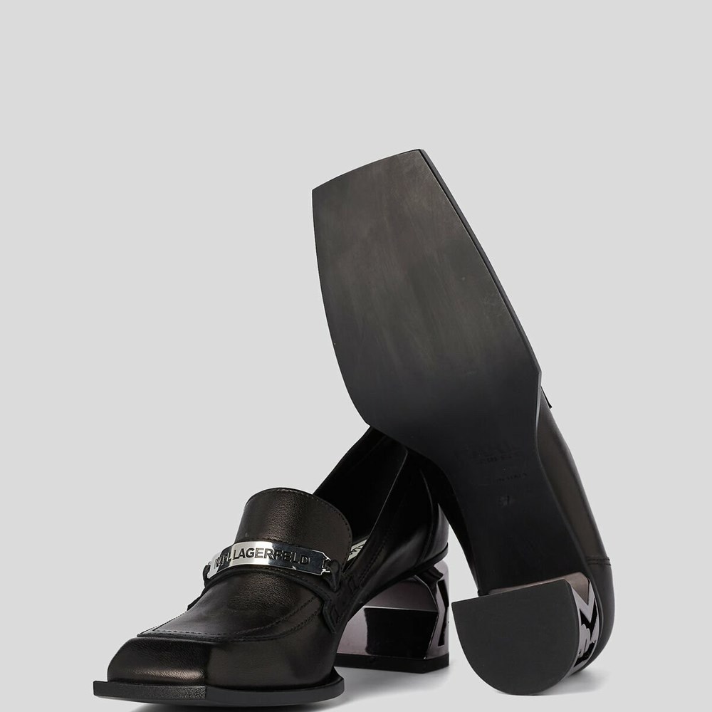 Black Women's Karl Lagerfeld K-blok Apron Front Loafers Sandals & Flats | AE546AWQC