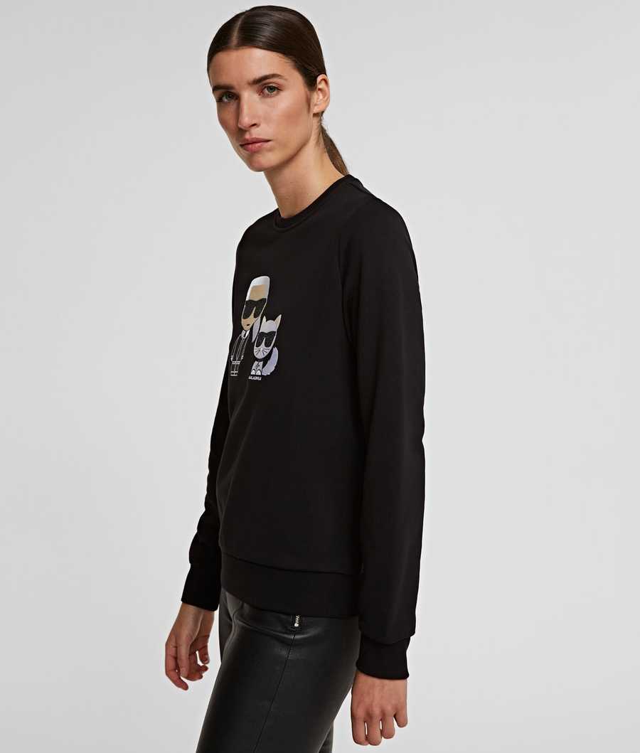 Black Women's Karl Lagerfeld Karl & Choupette Ikonik Sweat Sweatshirts | AE836XYOT