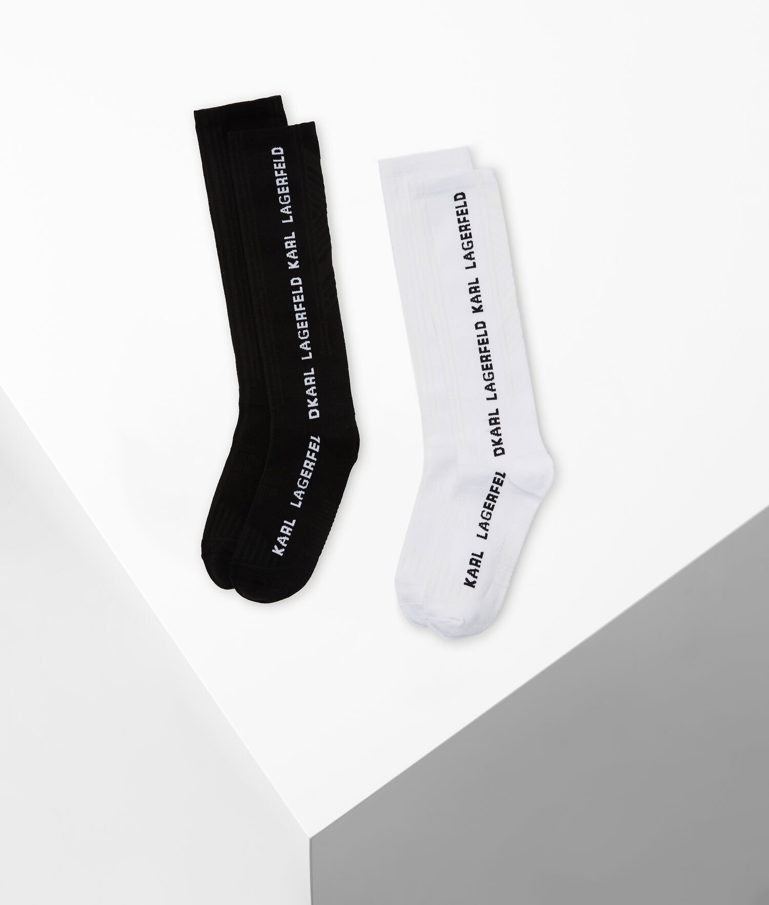 Black Women\'s Karl Lagerfeld Karl Classic Long Socks - 2 Pack Underwear | AE942PMAS