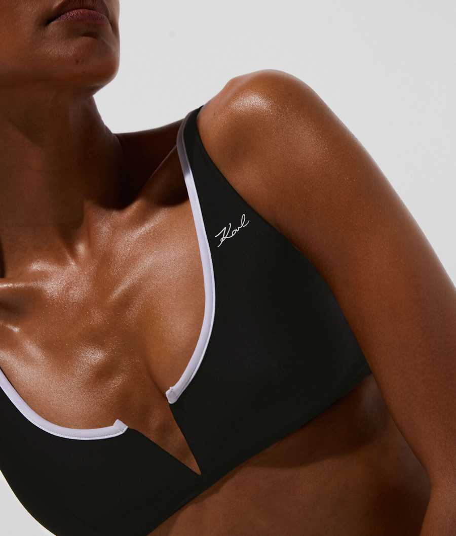 Black Women's Karl Lagerfeld Karl Dna Bandeau With Contrast Beachwear | AE956TXFM