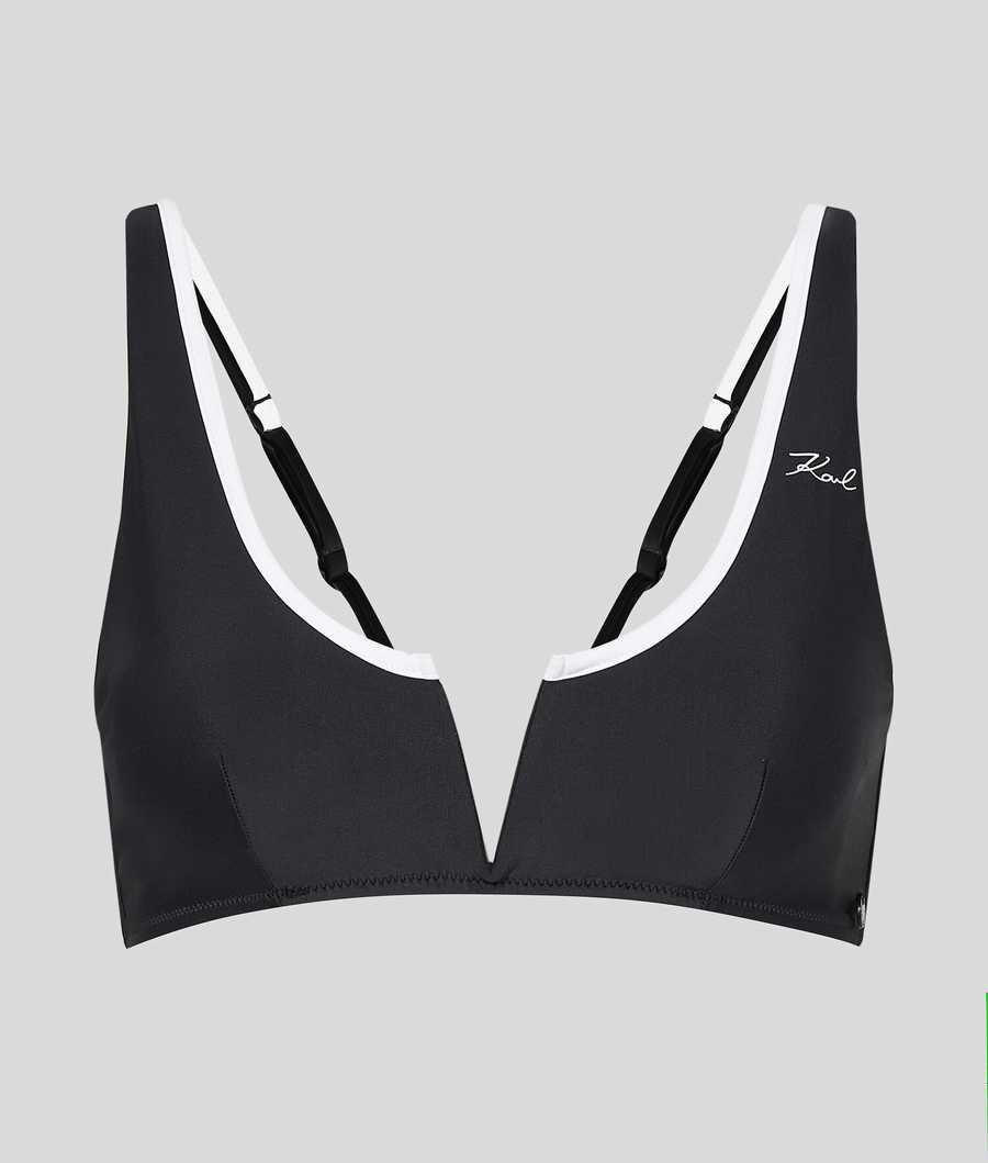 Black Women's Karl Lagerfeld Karl Dna Bandeau With Contrast Beachwear | AE956TXFM