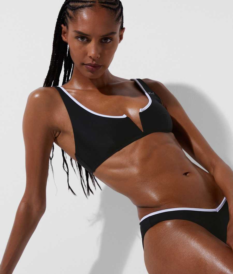 Black Women\'s Karl Lagerfeld Karl Dna Bandeau With Contrast Beachwear | AE956TXFM