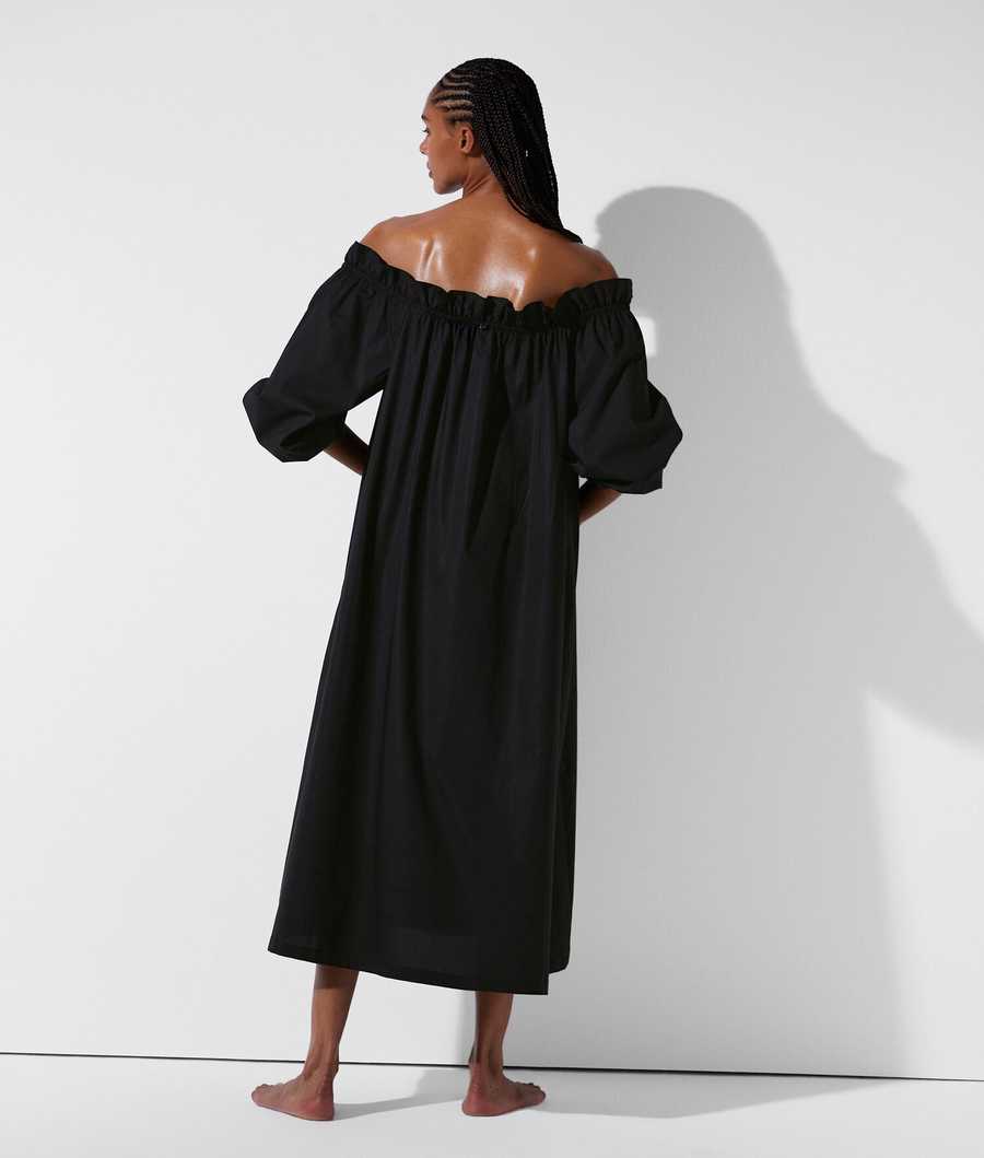 Black Women's Karl Lagerfeld Karl Dna Off-shoulder Beach Dress Beachwear | AE314CSWJ