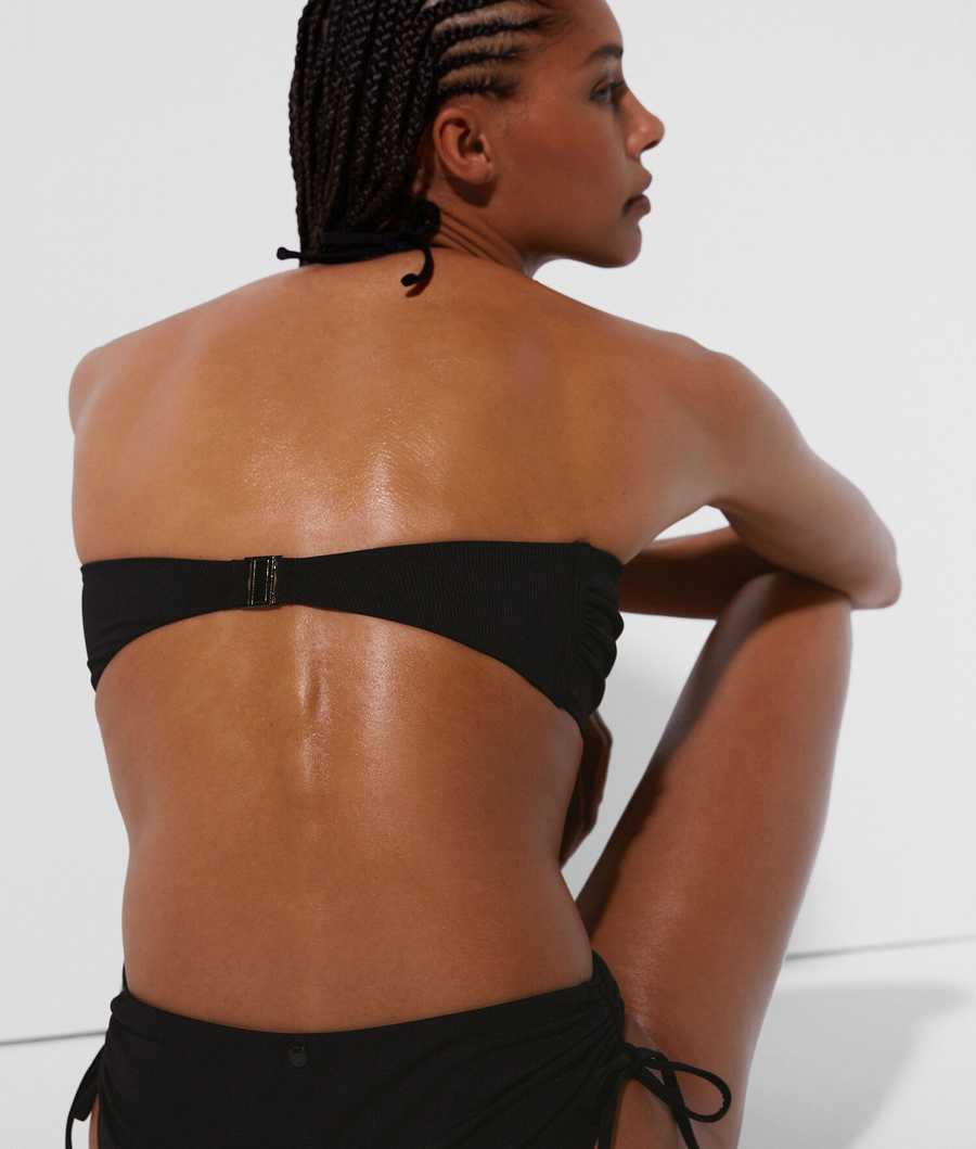 Black Women's Karl Lagerfeld Karl Dna Twist Front Bandeau Beachwear | AE032POQA