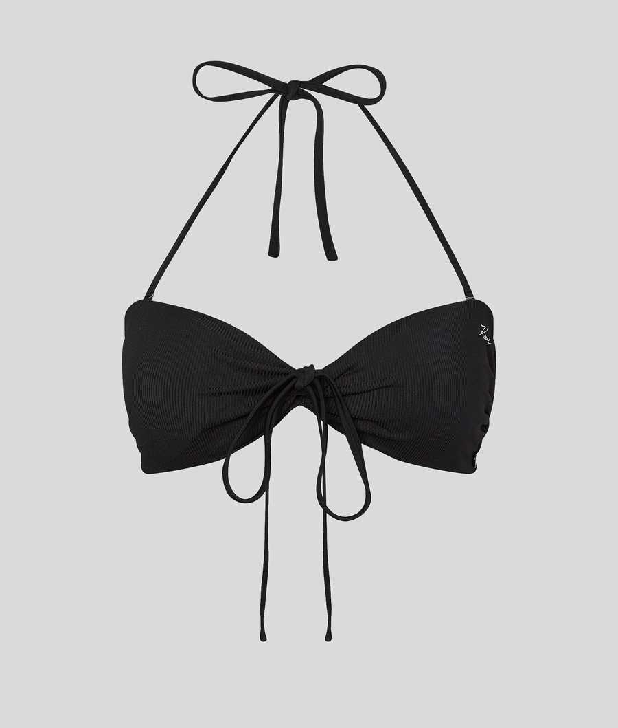 Black Women's Karl Lagerfeld Karl Dna Twist Front Bandeau Beachwear | AE032POQA