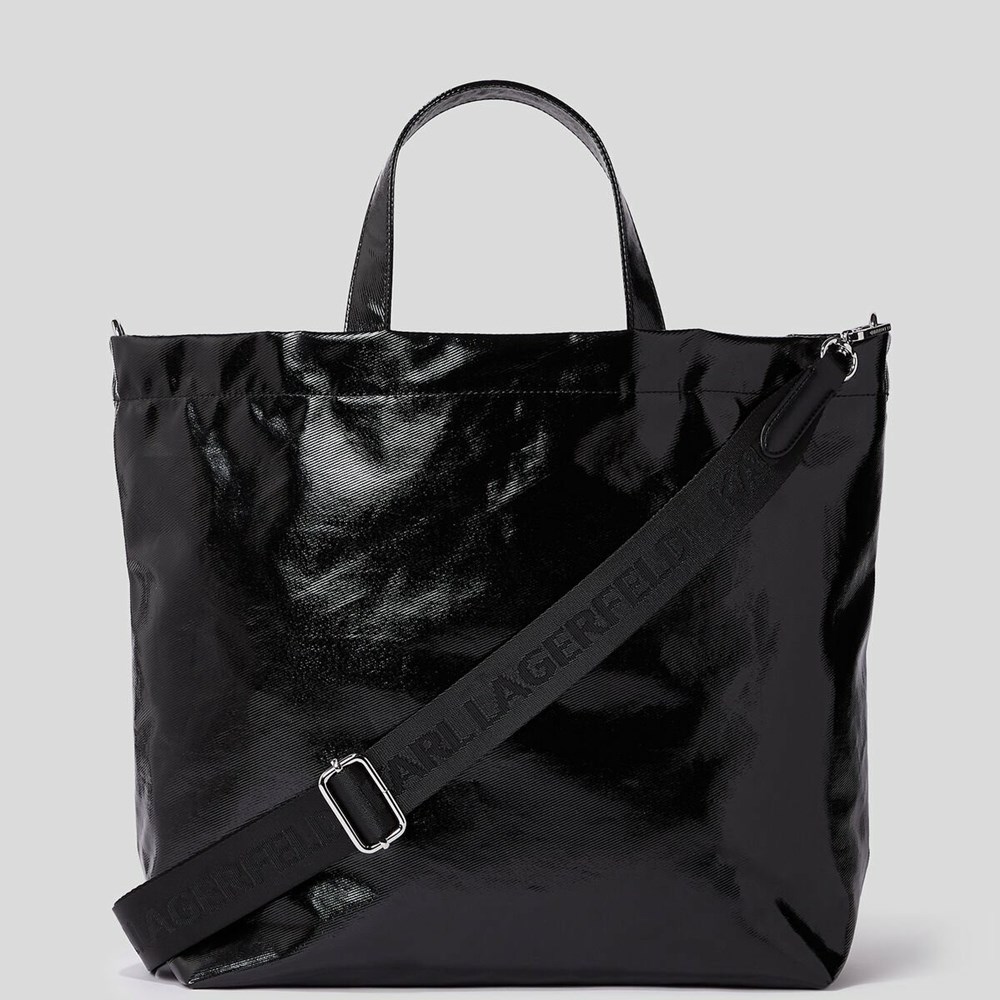 Black Women's Karl Lagerfeld Karl Future Logo Coated Tote Bags | AE168TRBE