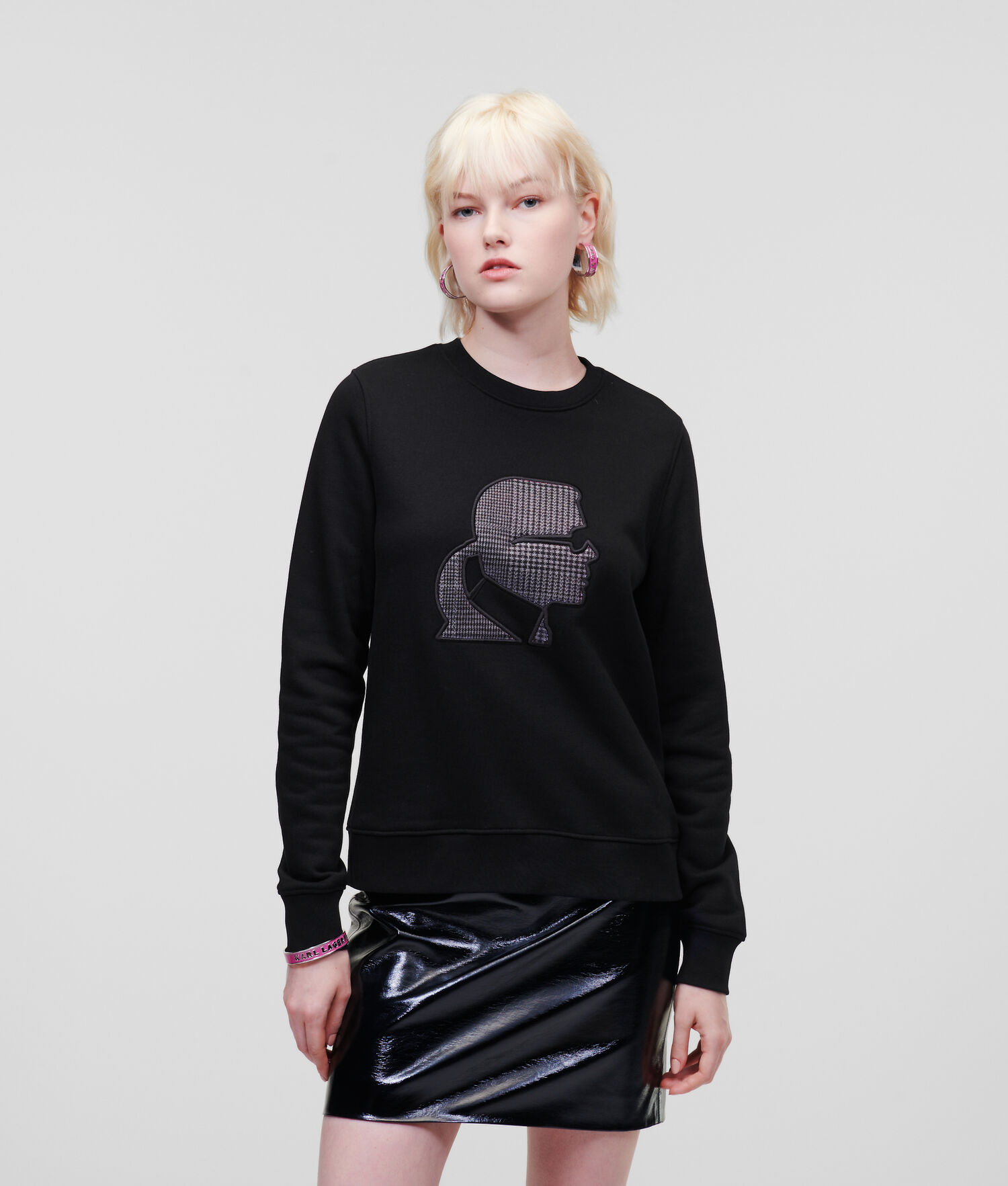 Black Women's Karl Lagerfeld Karl Kameo Checked Sweatshirts | AE193FYWZ