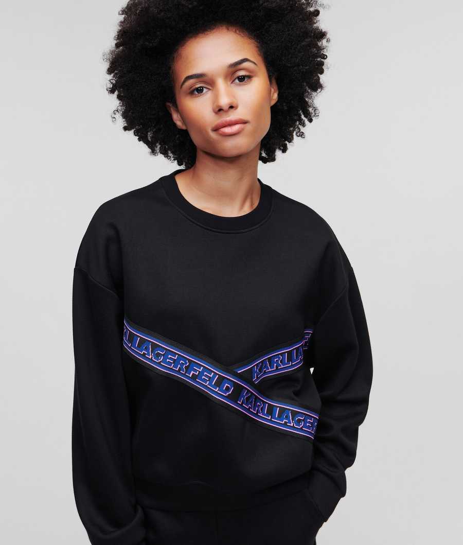 Black Women's Karl Lagerfeld Karl Logo Cropped Sweatshirts | AE497IGXN