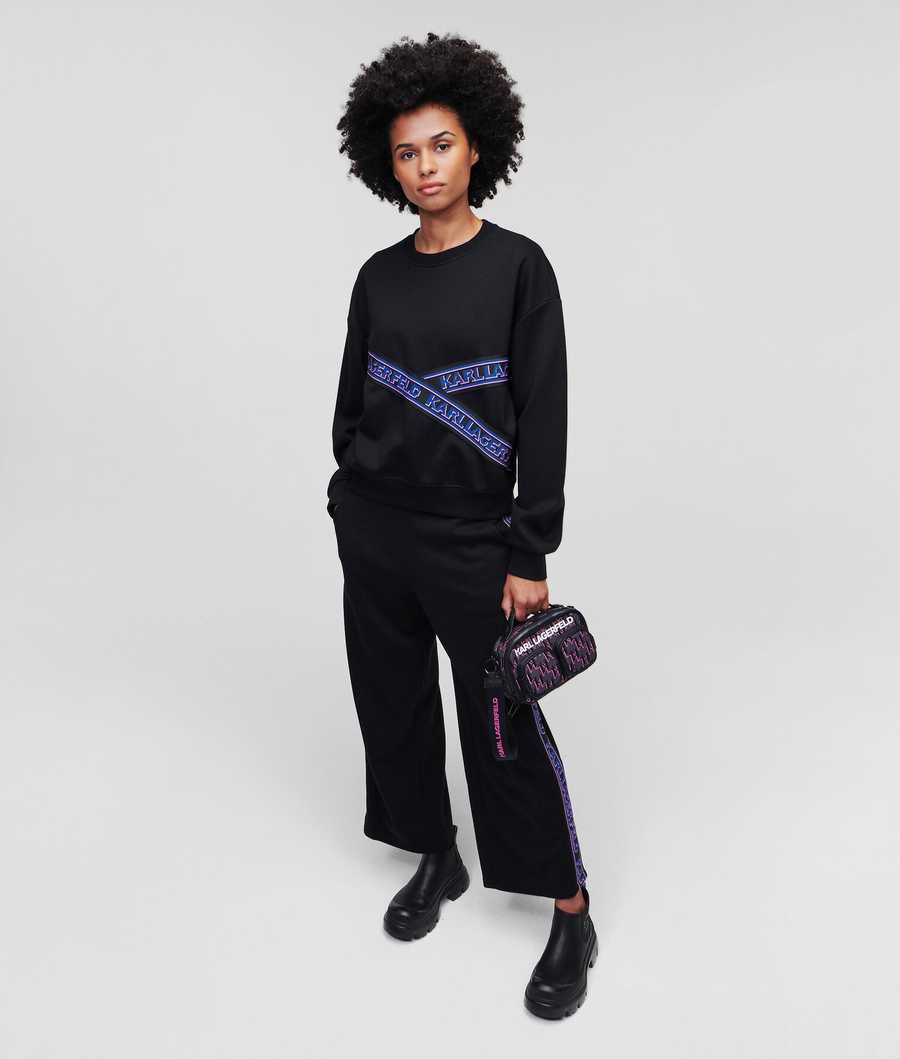 Black Women's Karl Lagerfeld Karl Logo Cropped Sweatshirts | AE497IGXN