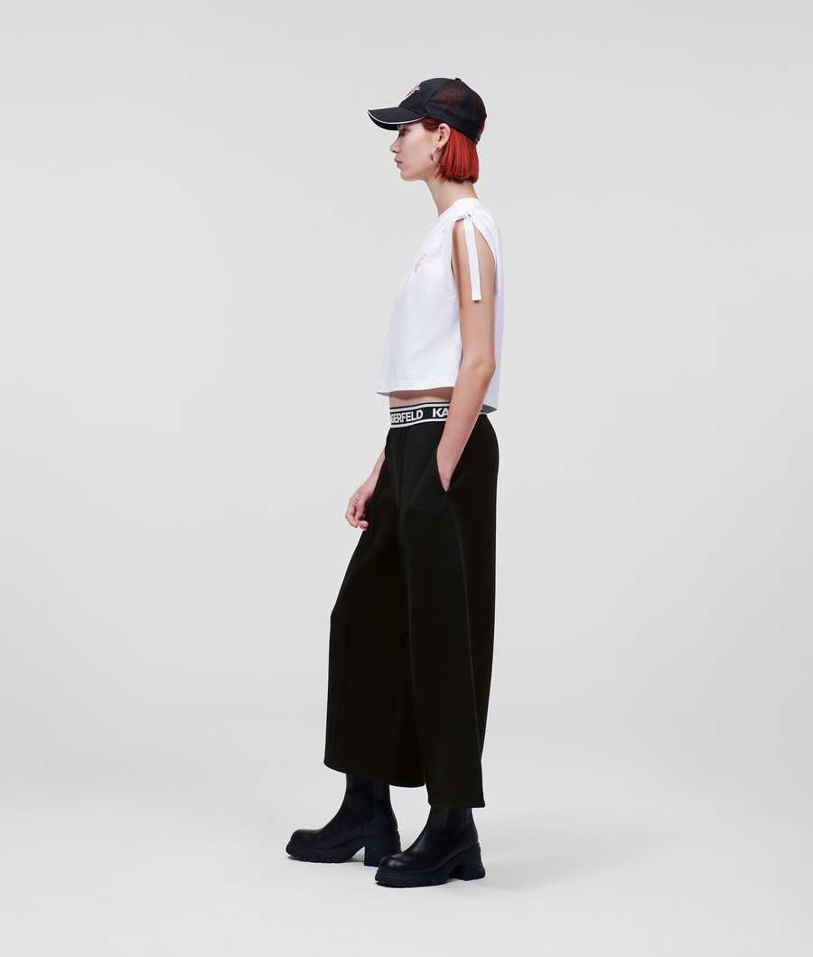 Black Women's Karl Lagerfeld Karl Logo Culottes Pants | AE504MGBP