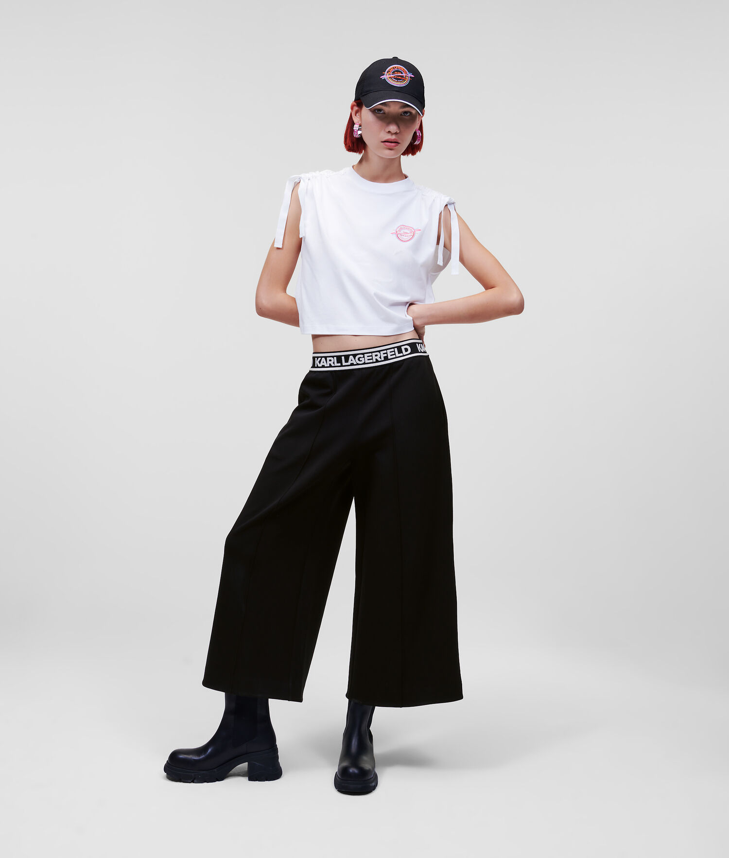 Black Women's Karl Lagerfeld Karl Logo Culottes Pants | AE504MGBP