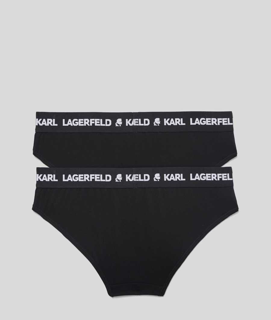 Black Women's Karl Lagerfeld Karl Logo Hipster Briefs - 2 Pack Underwear | AE351GONE