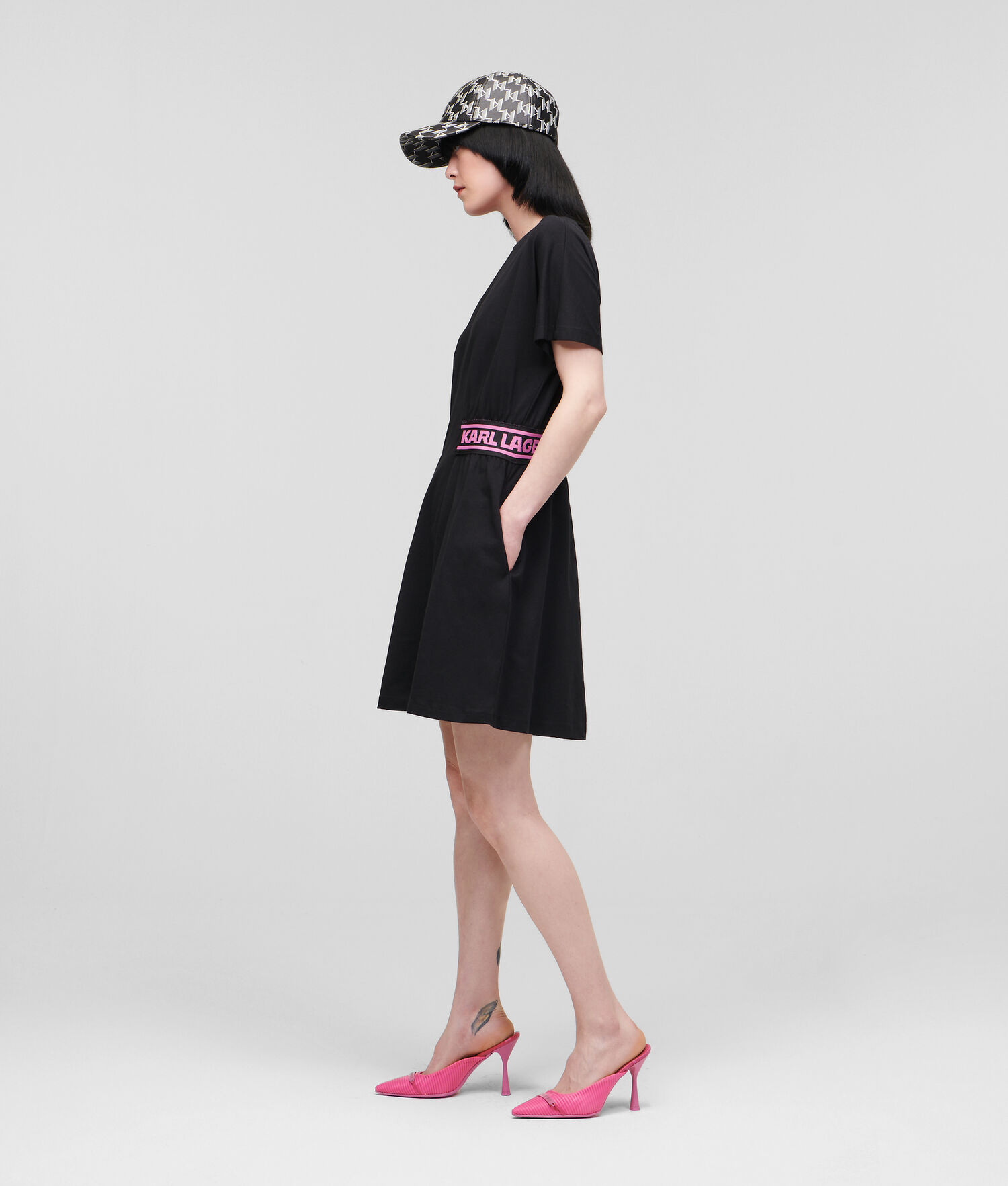 Black Women's Karl Lagerfeld Karl Logo Jersey Dresses | AE271YQEX