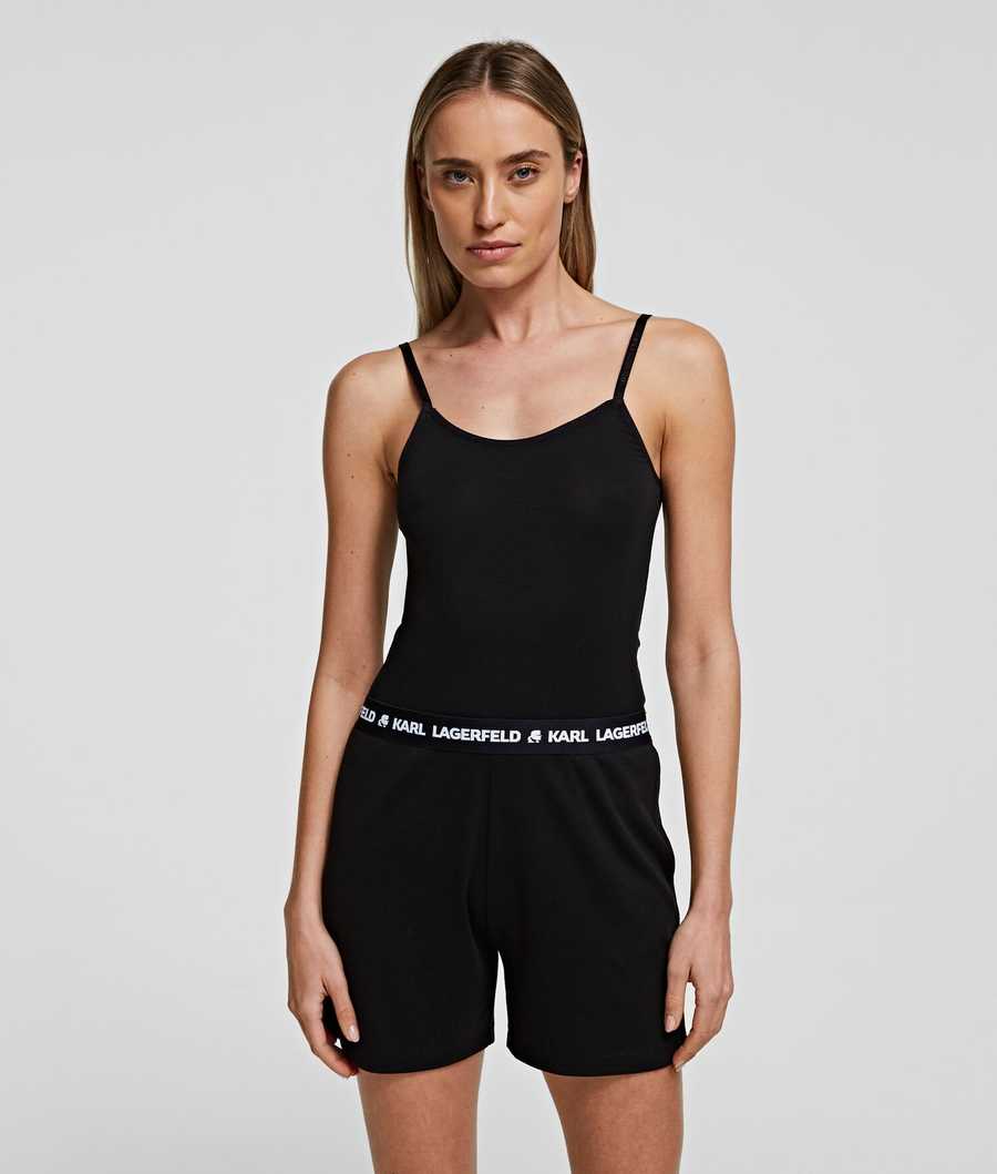 Black Women\'s Karl Lagerfeld Karl Logo Pajama Shorts Sleepwear | AE498ZIOJ