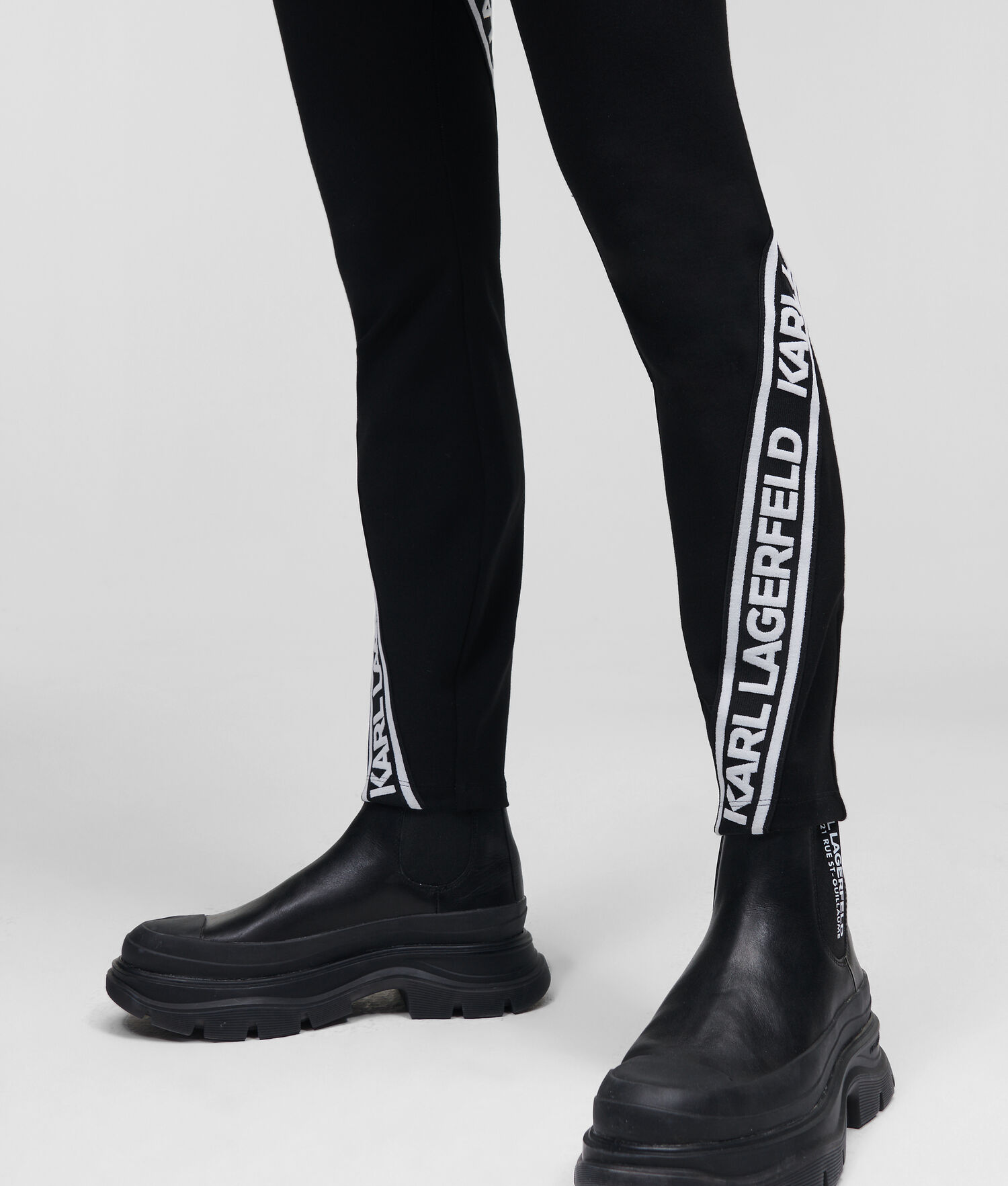 Black Women's Karl Lagerfeld Karl Logo Punto Legging Pants | AE753YKHV