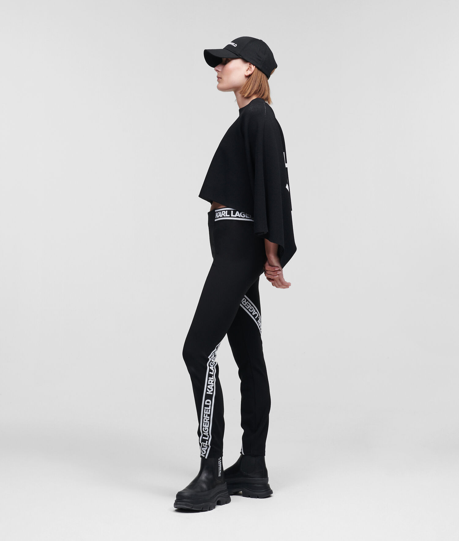 Black Women's Karl Lagerfeld Karl Logo Punto Legging Pants | AE753YKHV