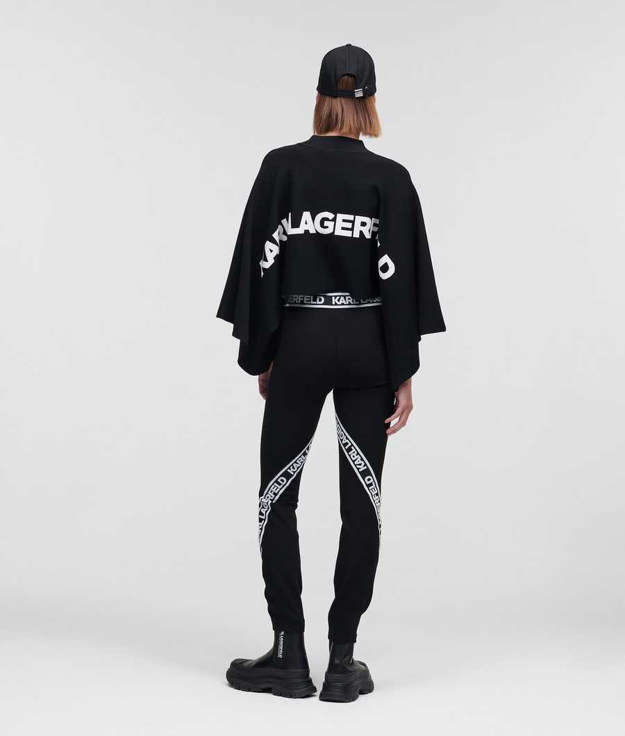 Black Women's Karl Lagerfeld Karl Logo Punto Legging Pants | AE753YKHV