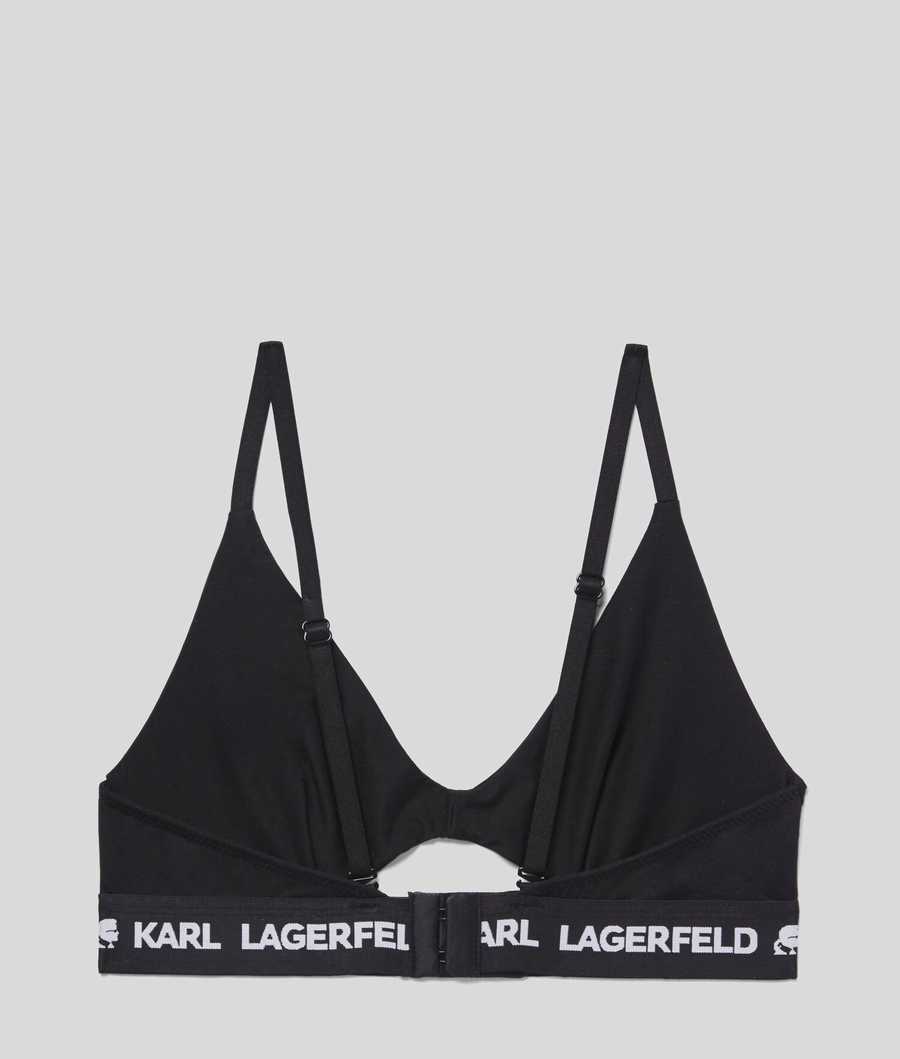 Black Women's Karl Lagerfeld Karl Logo Peephole Bra Underwear | AE958YTIJ