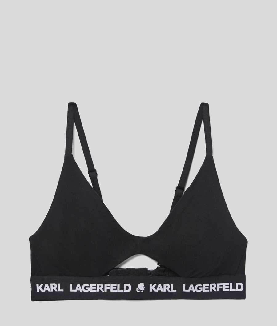 Black Women's Karl Lagerfeld Karl Logo Peephole Bra Underwear | AE958YTIJ