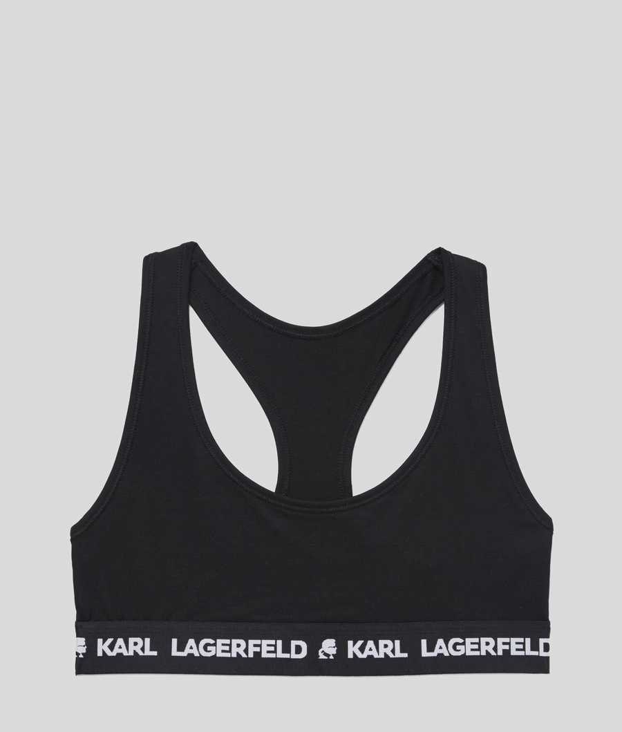 Black Women's Karl Lagerfeld Karl Logo Sports Bra Underwear | AE812LBHR