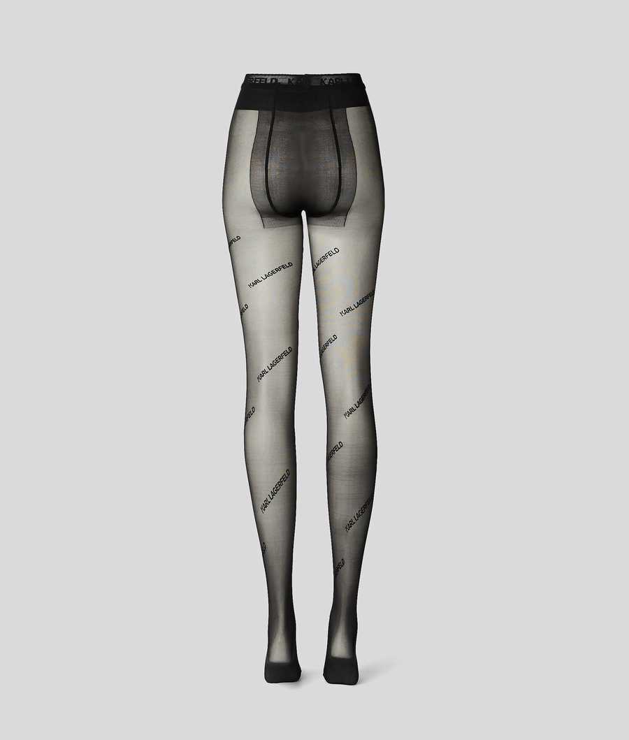 Black Women's Karl Lagerfeld Karl Logo Tights Underwear | AE517FTRL