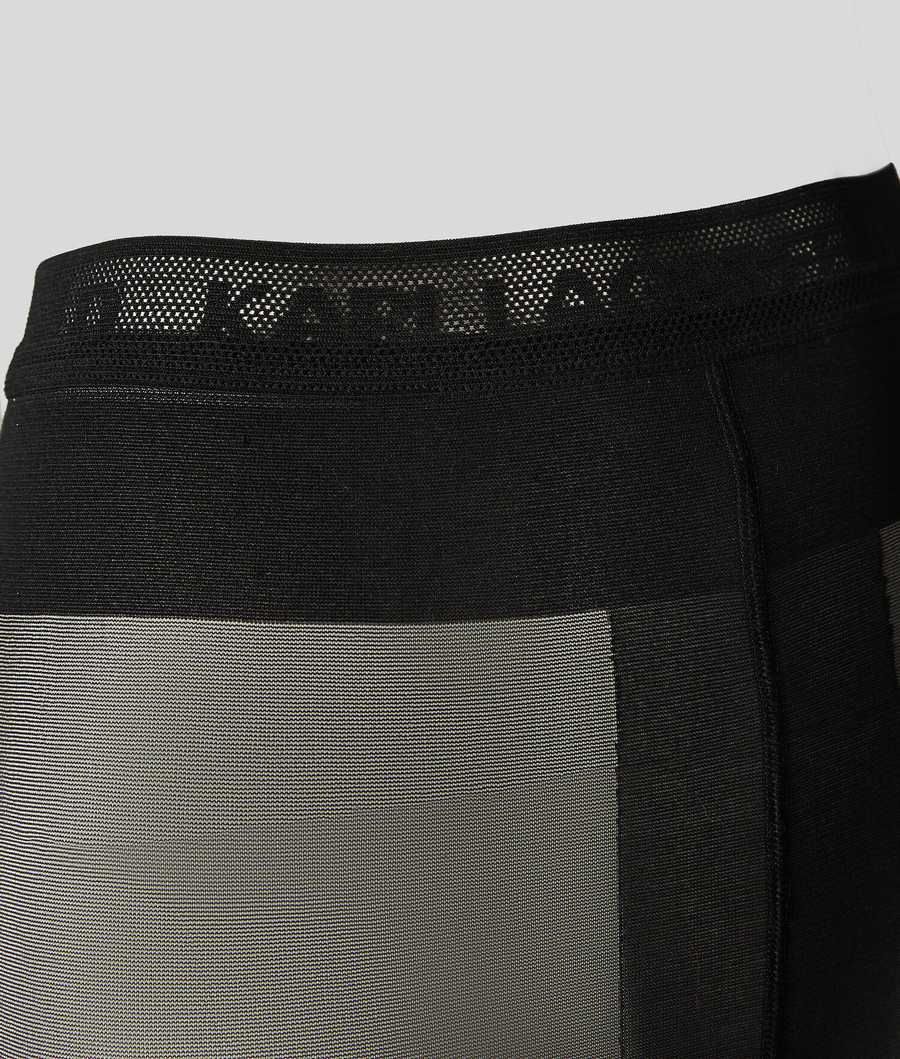 Black Women's Karl Lagerfeld Karl Logo Tights Underwear | AE517FTRL