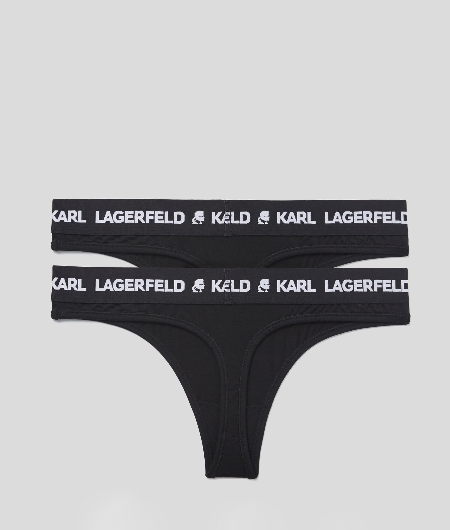 Black Women's Karl Lagerfeld Karl Logo Thong - 2 Pack Underwear | AE735CSTI