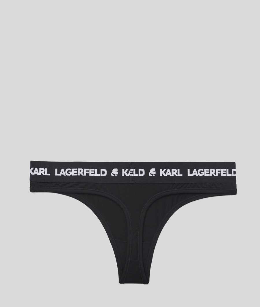 Black Women's Karl Lagerfeld Karl Logo Thong Underwear | AE937GDYJ