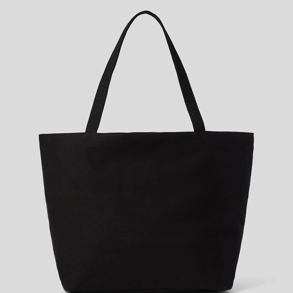 Black Women's Karl Lagerfeld Karl Series Canvas Shopper Tote Bags | AE576GPEQ