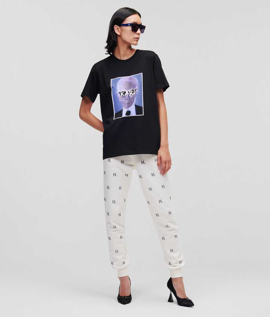 Black Women's Karl Lagerfeld Karl Series T-Shirts | AE768PSZO