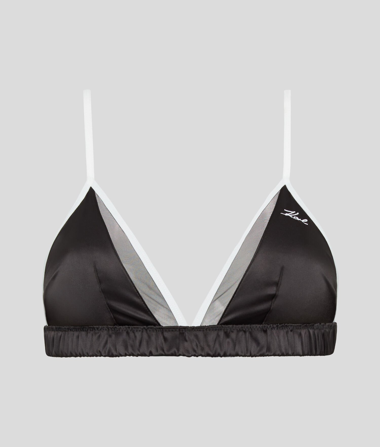 Black Women's Karl Lagerfeld Karl Signature Satin Triangle Bra Underwear | AE041TELI