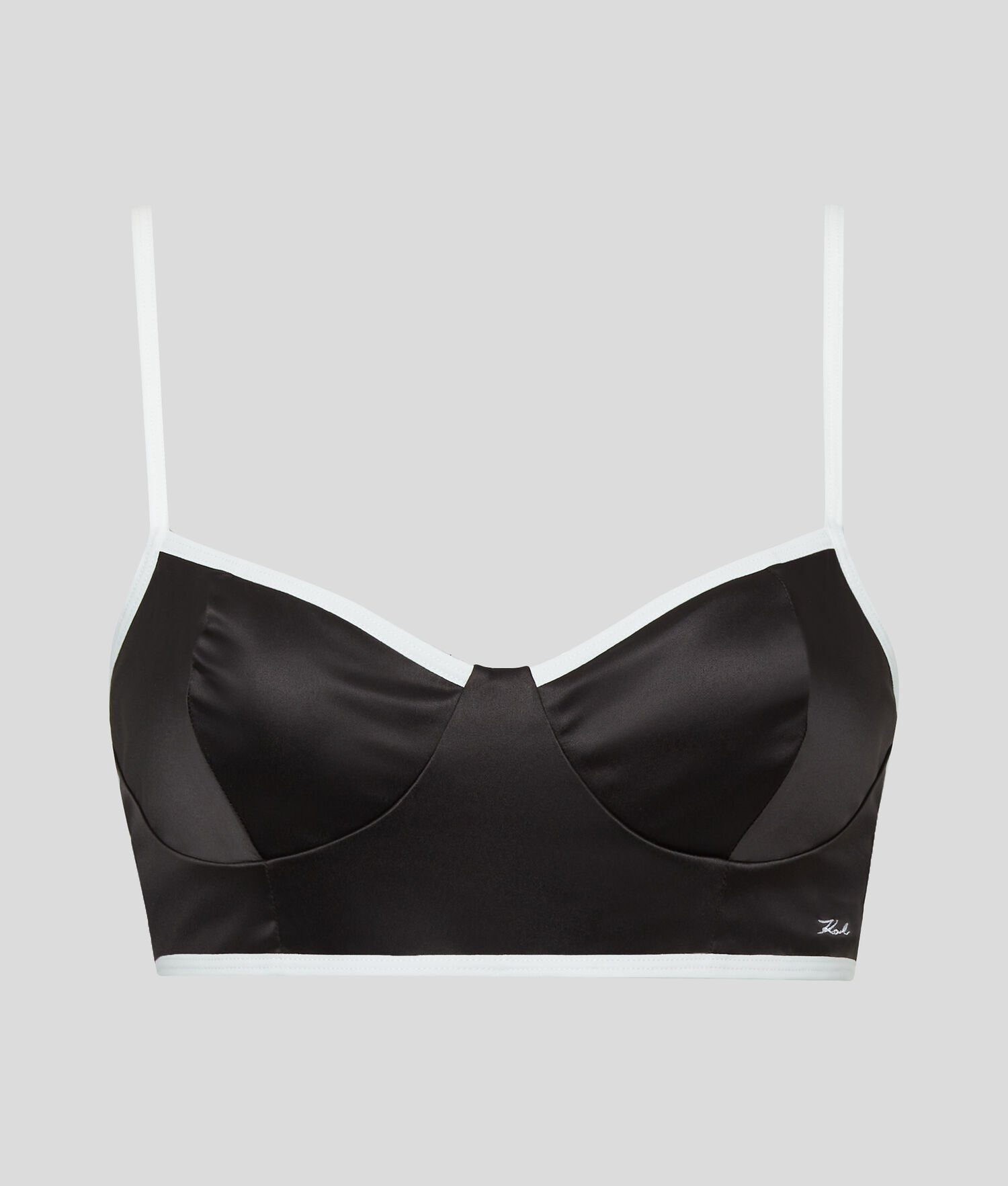 Black Women's Karl Lagerfeld Karl Signature Satin Bralette Underwear | AE235VXGU