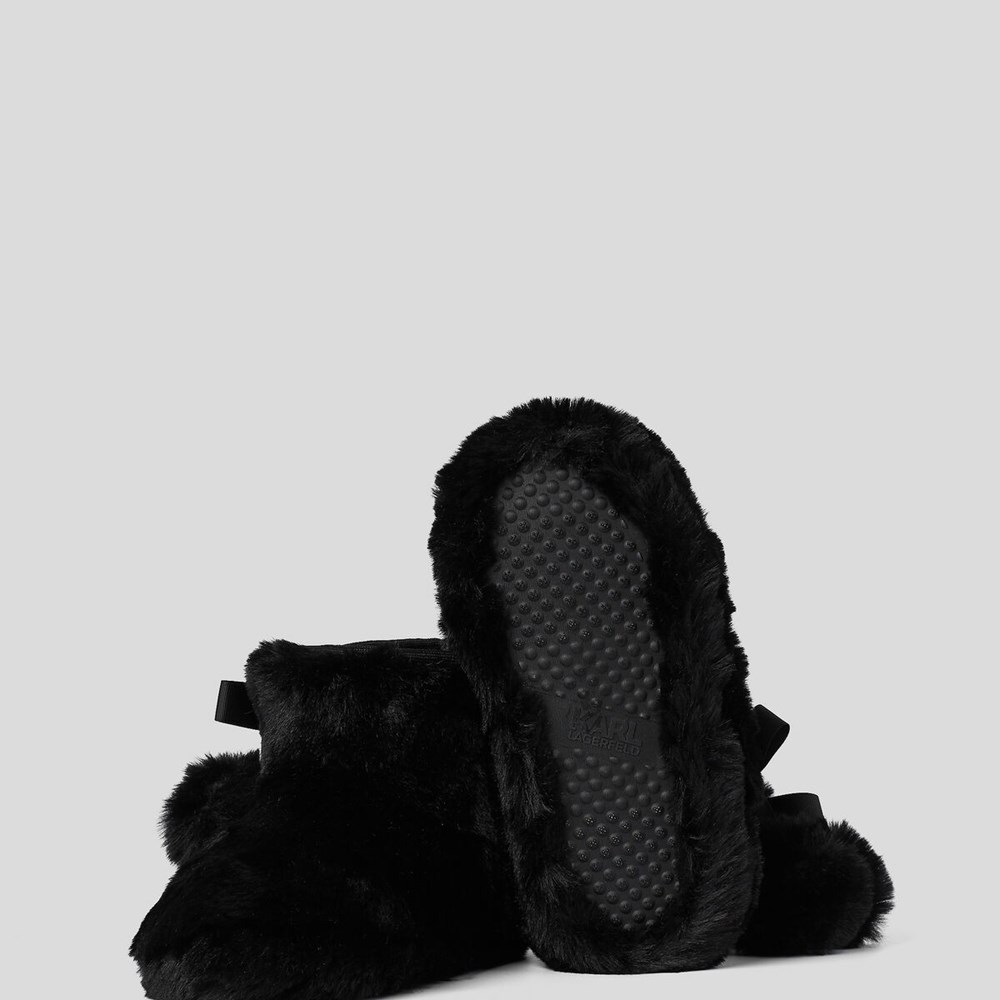 Black Women's Karl Lagerfeld Kasa Karl Twin Pompom Boots | AE071LRGI