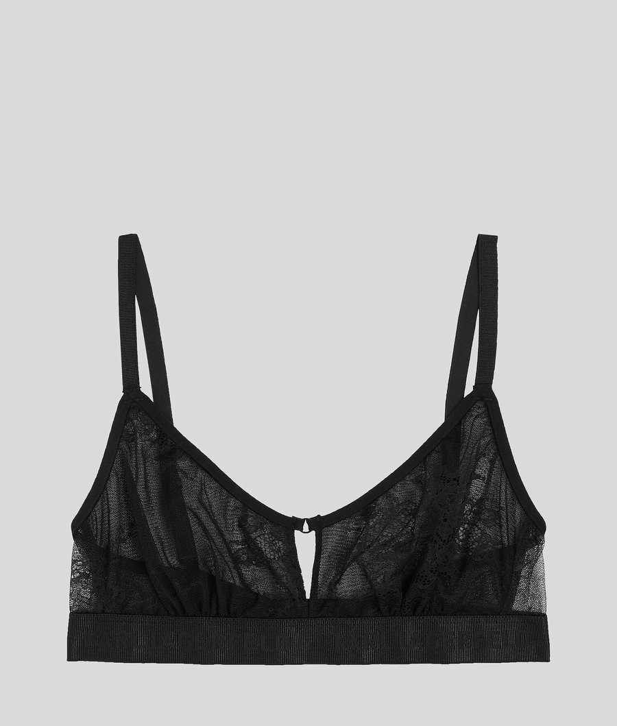 Black Women's Karl Lagerfeld Keyhole Lace Bralette Underwear | AE618ZXVE