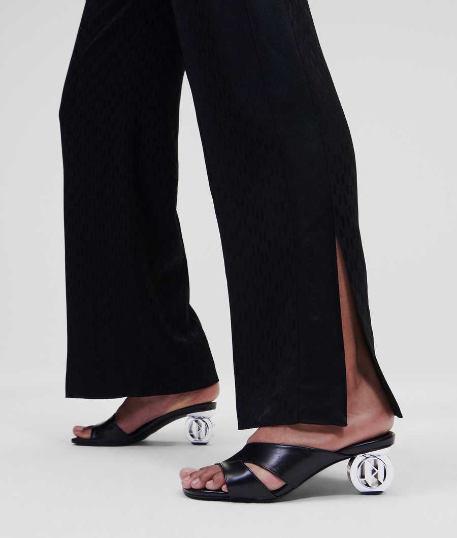 Black Women's Karl Lagerfeld Kl Monogram Satin Pants | AE063KIYP