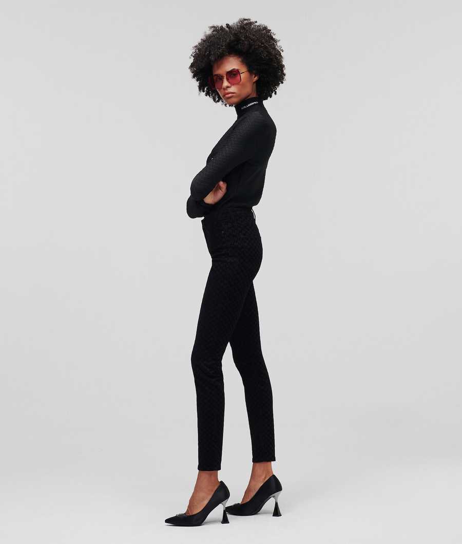 Black Women's Karl Lagerfeld Kl Monogram Skinny Jeans | AE174PEJX