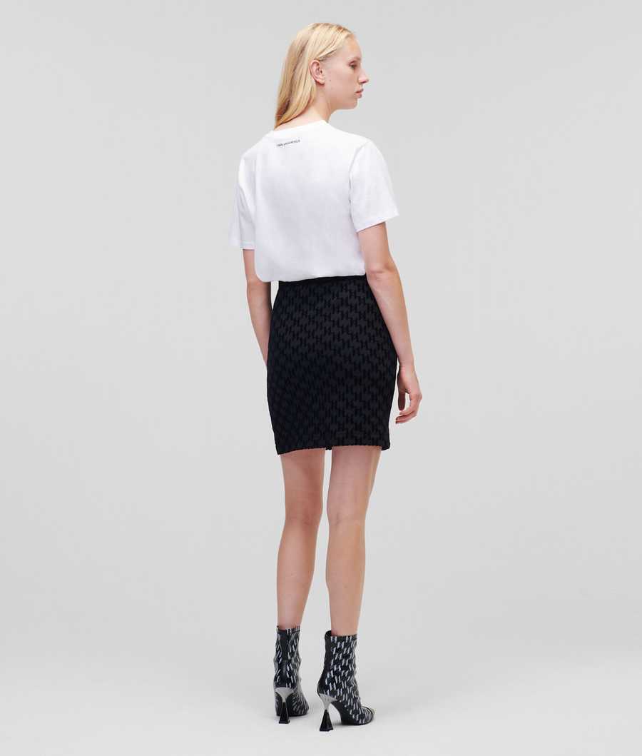 Black Women's Karl Lagerfeld Kl Monogram Flock Print Skirts | AE194RFQT