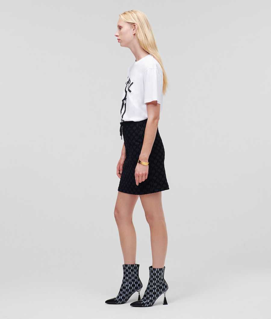 Black Women's Karl Lagerfeld Kl Monogram Flock Print Skirts | AE194RFQT