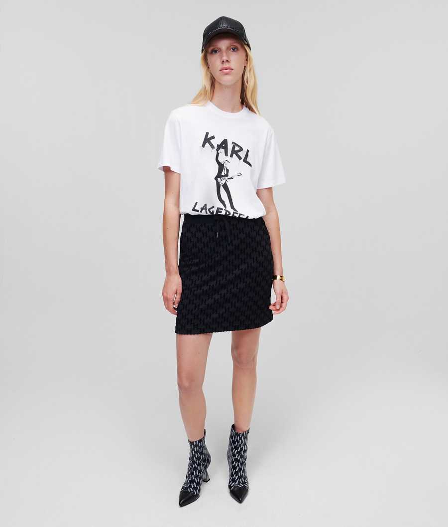 Black Women's Karl Lagerfeld Kl Monogram Flock Print Skirts | AE194RFQT