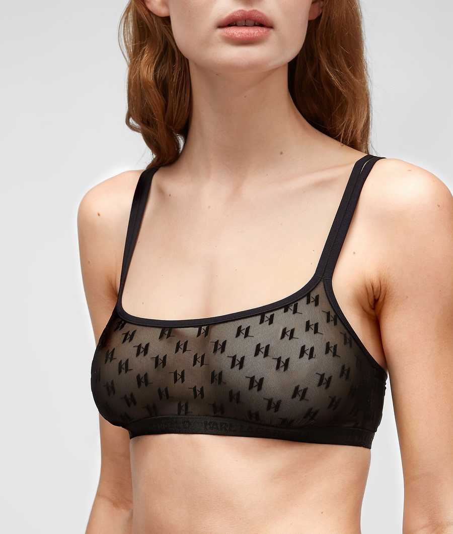 Black Women's Karl Lagerfeld Kl Monogram Bralette Underwear | AE197VHQO