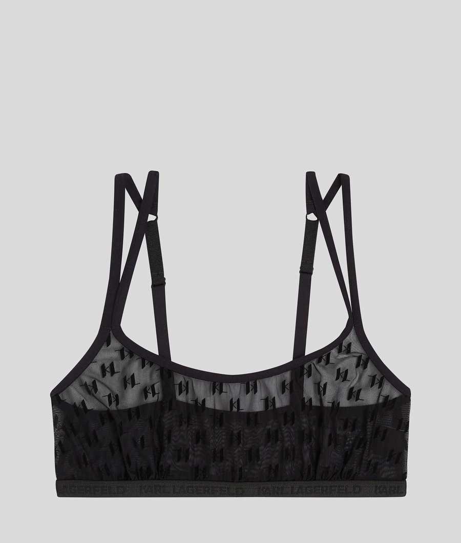 Black Women\'s Karl Lagerfeld Kl Monogram Bralette Underwear | AE197VHQO