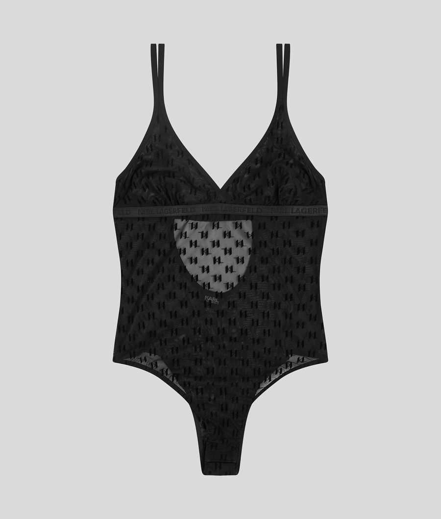 Black Women's Karl Lagerfeld Kl Monogram Bodysuit Underwear | AE728DNAF