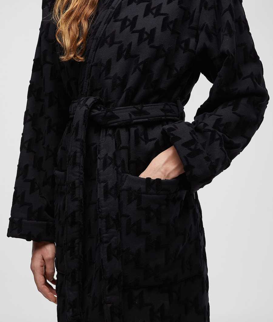 Black Women's Karl Lagerfeld Kl Monogram Bathrobe Loungewear | AE732LHGP