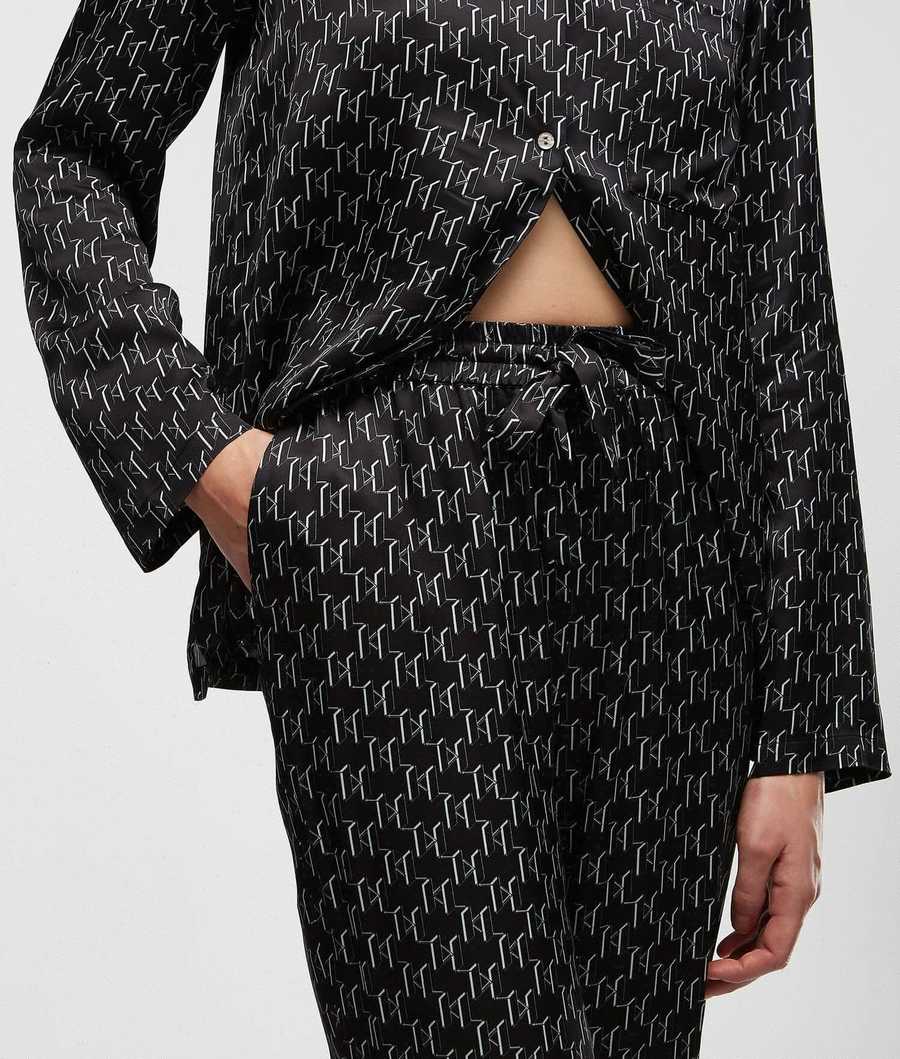 Black Women's Karl Lagerfeld Kl Monogram Pyjama Set Sleepwear | AE871WPQE