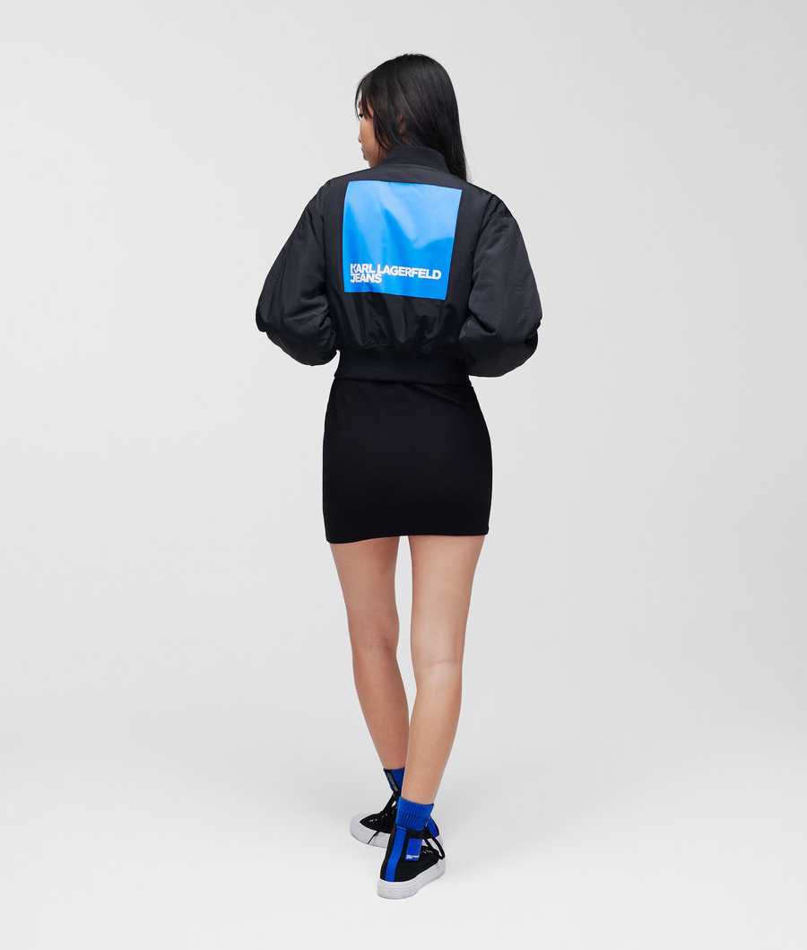 Black Women's Karl Lagerfeld Klj Cropped Bomber Jackets | AE981BIXR